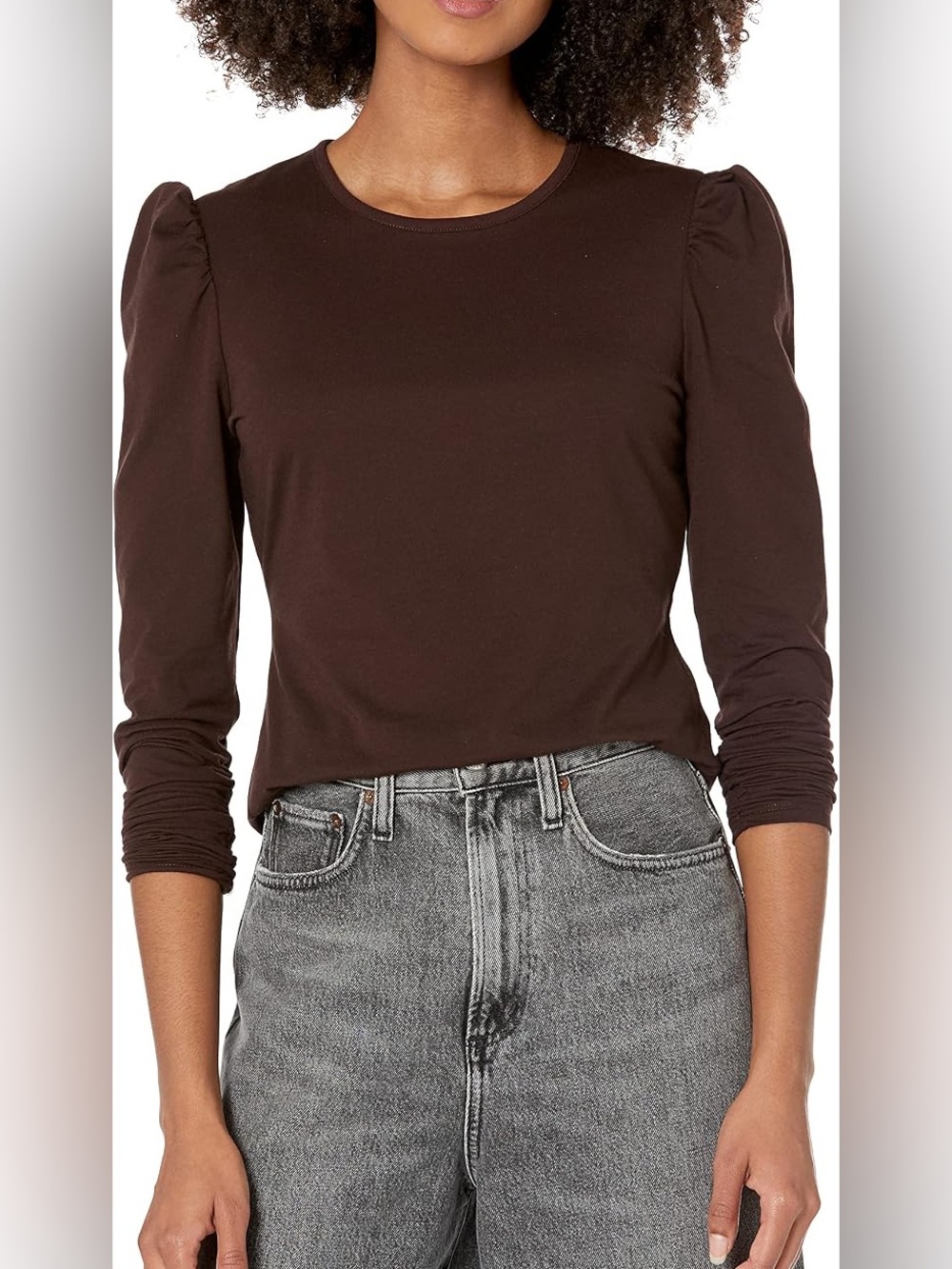 Rebecca Taylor Ruched Puff Sleeve Long Sleeve Brown Top XS